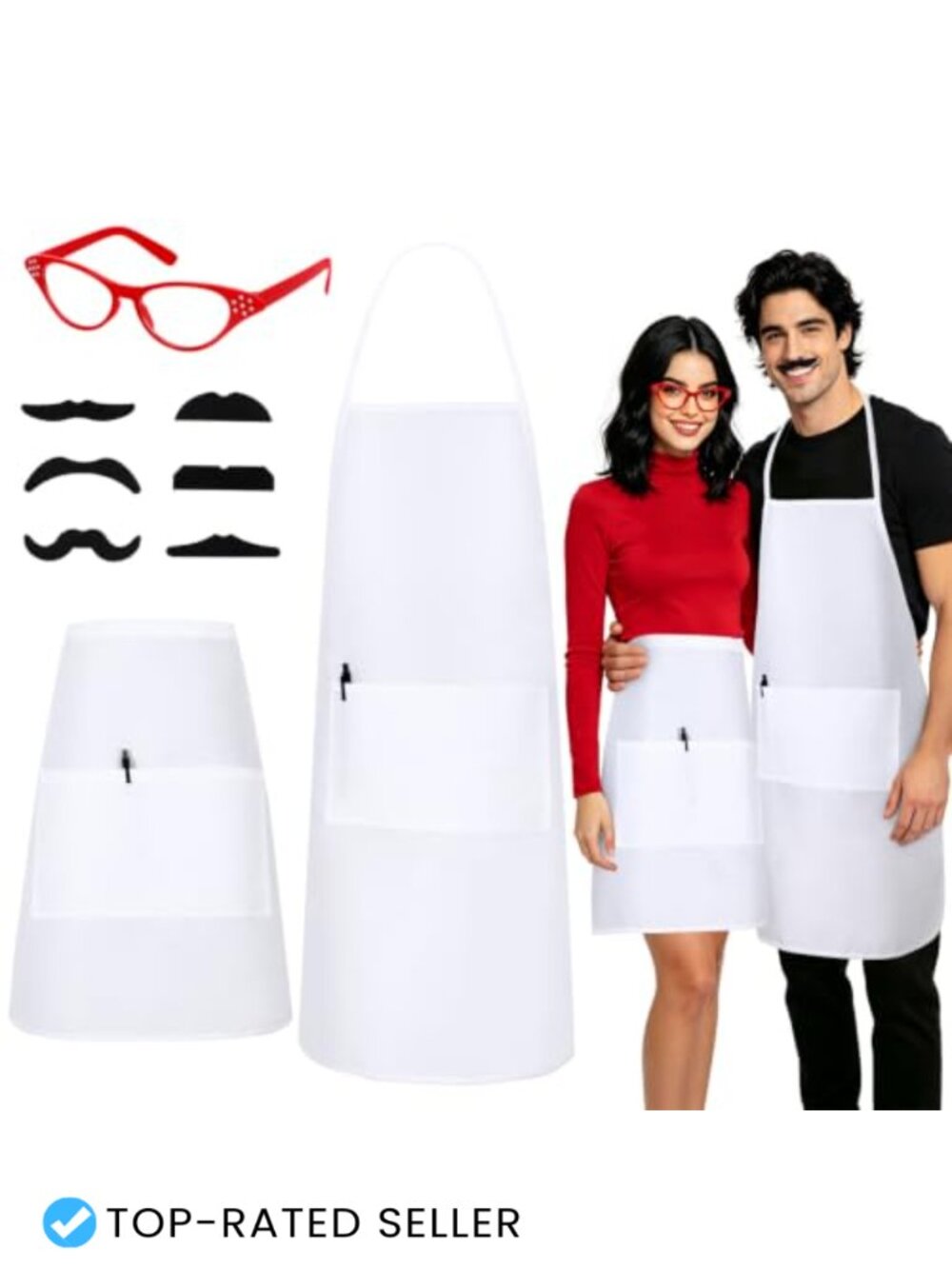 Halloween Burger Couple Costume Apron Set Full & Half Aprons Accessories